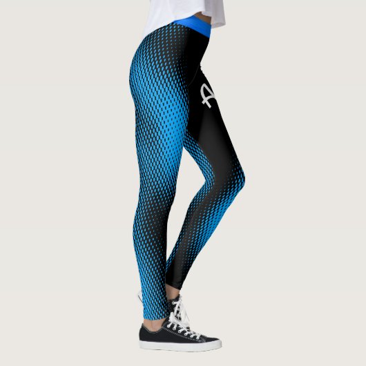 Blaues Punktmuster mit dem Namen auf BLACK oder Ih Leggings (Rechts)