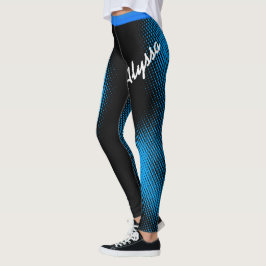 Blaues Punktmuster mit dem Namen auf BLACK oder Ih Leggings
