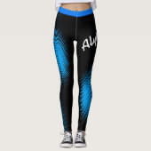Blaues Punktmuster mit dem Namen auf BLACK oder Ih Leggings (Vorderseite)