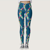 Blaues Puzzle-Autismus-Band Leggings (Vorderseite)