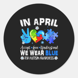 Blaues Puzzle Autismus-Bewusstsein im April akzept Runder Aufkleber