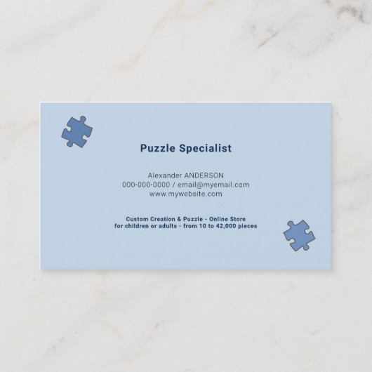 Blaues Puzzle Visitenkarte (Rückseite)