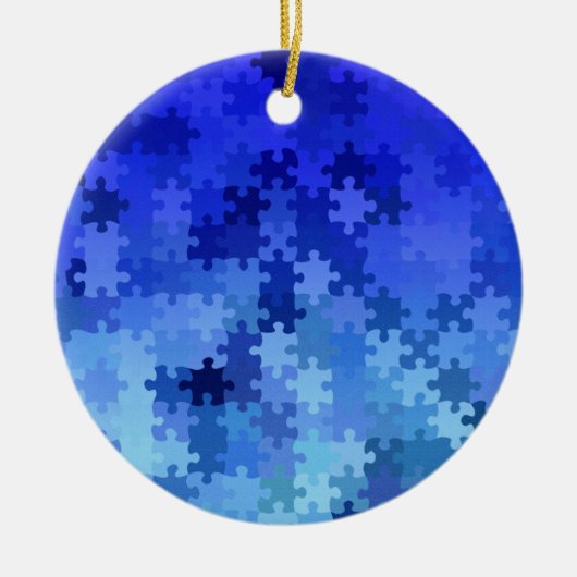 Blaues Puzzlemuster Keramik Ornament (Vorne)