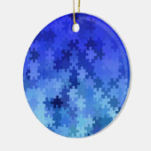 Blaues Puzzlemuster Keramik Ornament (Links)