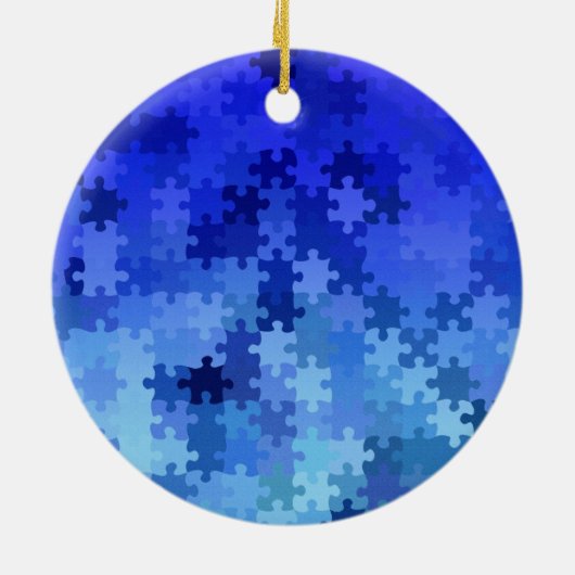 Blaues Puzzlemuster Keramik Ornament (Hinten)