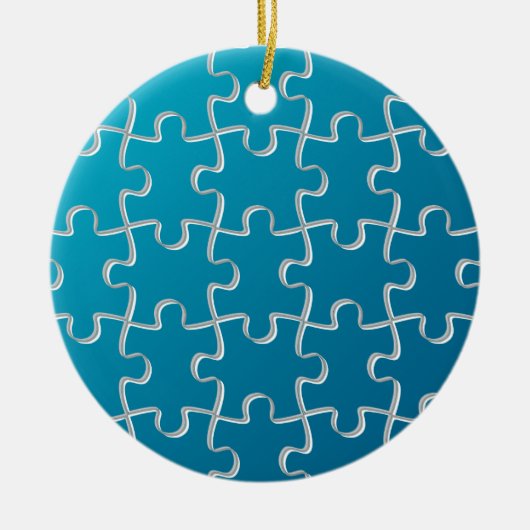 Blaues Puzzlespielmuster Keramikornament (Vorne)