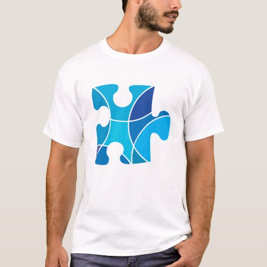 Blaues Puzzlespielstück T-Shirt (Vorderseite)