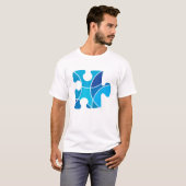 Blaues Puzzlespielstück T-Shirt (Vorne ganz)