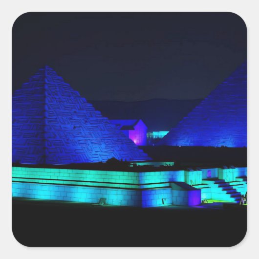 Blaues Pyramiden-Design  Quadratischer Aufkleber (Vorderseite)