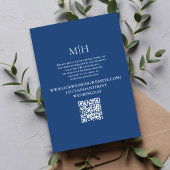 Blaues QR-Code-Hochzeitsdetails-Zeitplan-Karte Begleitkarte