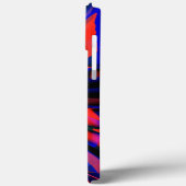 Blaues Quadrat-Design, ausgerichtet auf gekröntes  Case-Mate iPhone Hülle (Rückseite / Links)