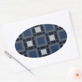 Blaues Quadrat-Muster Ovaler Aufkleber (Umschlag)