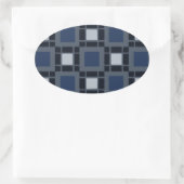 Blaues Quadrat-Muster Ovaler Aufkleber (Tasche)