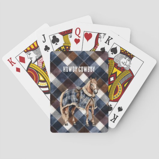 Blaues Quadrat Pferd Spielkarten (Rückseite)