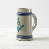 Blaues Quadrat und Kompass Stein Bierglas (VorderseiteRechts)