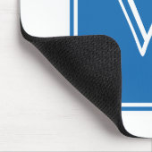 Blaues quadratisches Monogramm Mousepad (Ecke)
