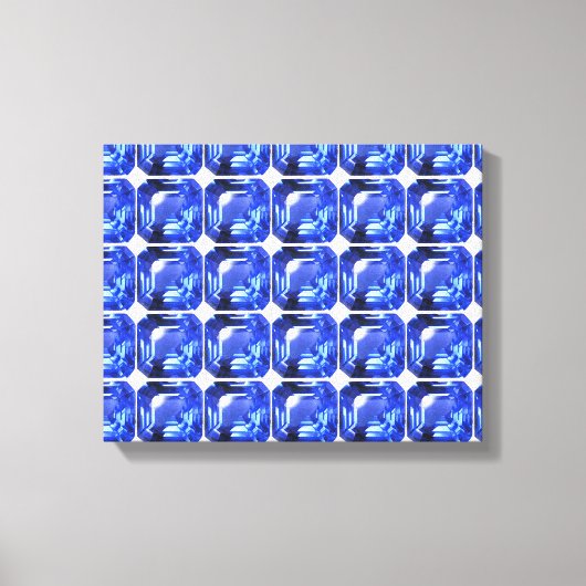 Blaues quadratisches Muster Leinwanddruck (Vorderseite)