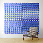 Blaues quadratisches Muster Wandteppich (Beispiel (Horizontal))