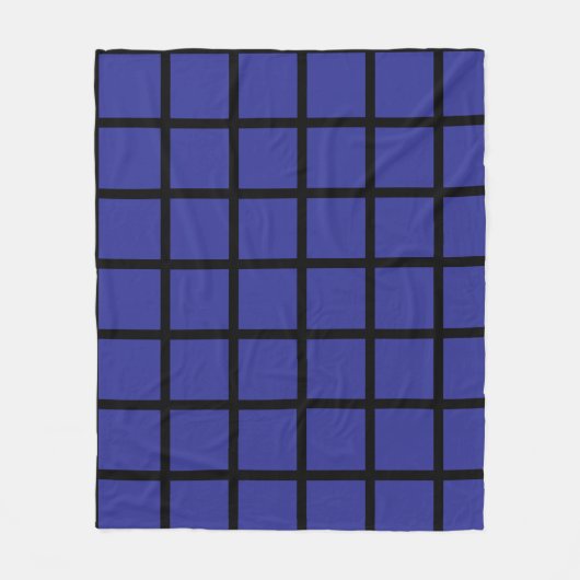 Blaues Quadratmuster mit schwarzen Rändern Fleecedecke (Vorderseite)