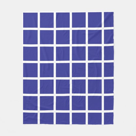 blaues Quadratmuster mit weißen Rändern Fleecedecke (Vorderseite)