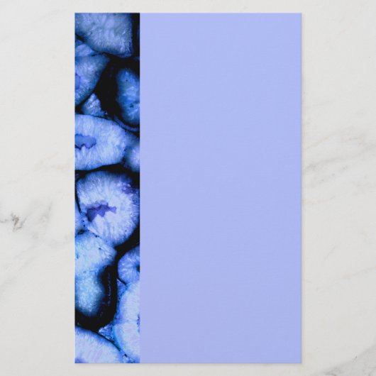 Blaues Quarz Agate, blaue Geoden, abstraktes Muste Briefpapier (Vorderseite)