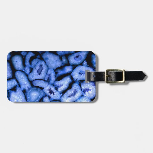Blaues Quarz Agate, blaue Geoden, abstraktes Muste Gepäckanhänger (Vorderseite horizontal)