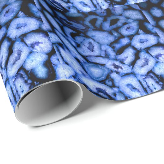 Blaues Quarz-Agate, blaues Geodes-Muster Geschenkpapier (Rolleneckpunkt)