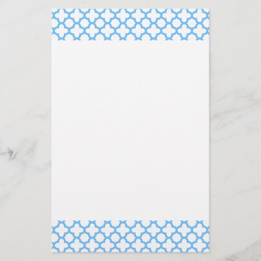 Blaues Quatrefolienmuster Briefpapier (Vorderseite)