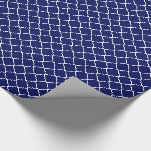 Blaues Quatrefolienmuster Geschenkpapier (Ecke)