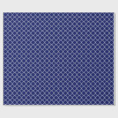 Blaues Quatrefolienmuster Geschenkpapier (Flach)