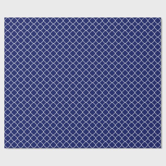 Blaues Quatrefolienmuster Geschenkpapier (Flach)