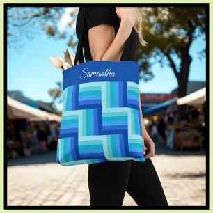 Blaues Quilt Streifen Tasche