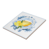 Blaues Rahmen und Zitronenwasser Fliese (Seite)