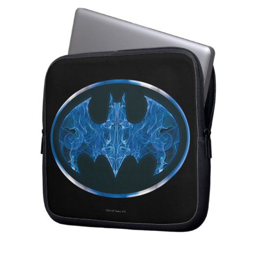 Blaues Rauchbattsymbol Laptopschutzhülle (Vorderseite Links)
