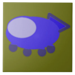 Blaues Raumschiff auf Grün Fliese