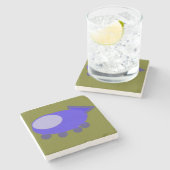 Blaues Raumschiff mit grünem Hintergrund Steinuntersetzer (Seitenansicht)