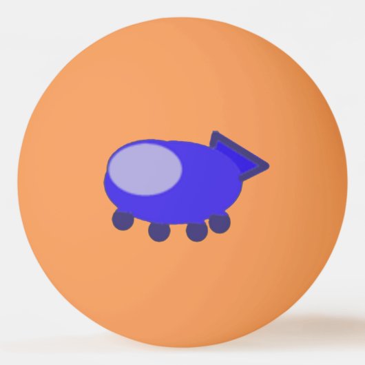 Blaues Raumschiff Tischtennisball (Vorderseite)