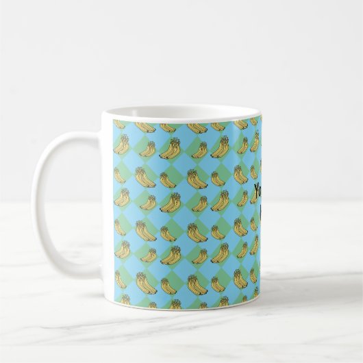 Blaues Rautenbananenmuster Kaffeetasse (Links)