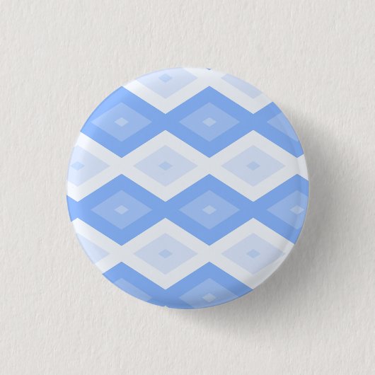 Blaues Rautenmuster Button (Vorderseite)