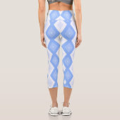 Blaues Rautenmuster Capri Leggings (Rückseite)