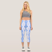 Blaues Rautenmuster Capri Leggings (Vorderseite)