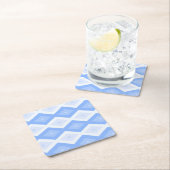 Blaues Rautenmuster Rechteckiger Pappuntersetzer (Vor Ort)