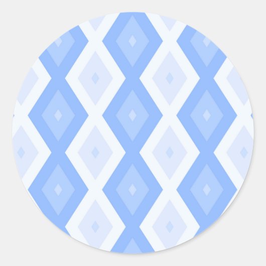 Blaues Rautenmuster Runder Aufkleber (Vorderseite)