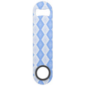 Blaues Rautenmuster Speed Flaschenöffner (Rückseite)