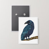 Blaues Raven-Abzeichen Button (Vorderseite/Rückseite)