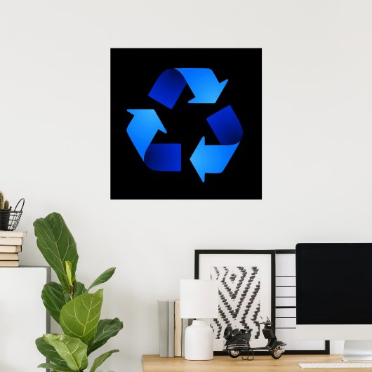 Blaues Recycelnd Symbol Poster (Heimbüro)