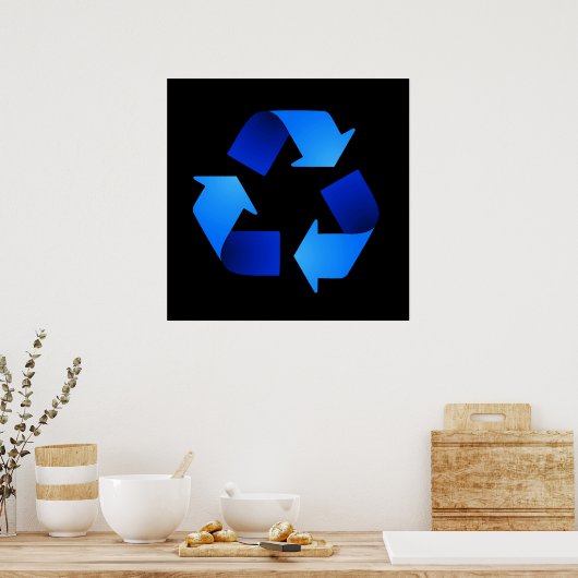 Blaues Recycelnd Symbol Poster (Küche)