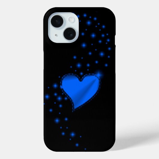Blaues Regenbogenherz mit Sternen Case-Mate iPhone Hülle (Rückseite)