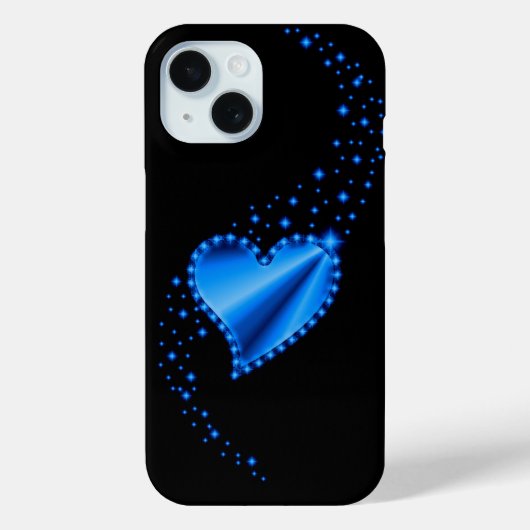 Blaues Regenbogenherz mit Sternen Case-Mate iPhone Hülle (Rückseite)