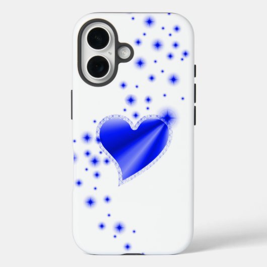 Blaues Regenbogenherz mit Sternen Case-Mate iPhone Hülle (Rückseite)